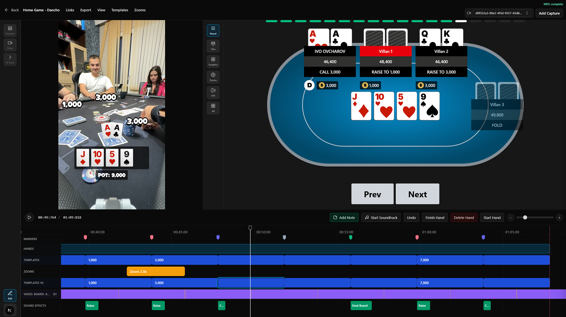 1. Enter hand data